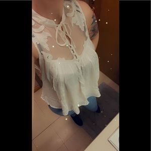 Free People White Sleeveless Blouse